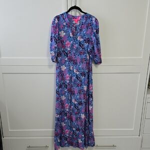 Lilly Pulitzer Vibrant Blue and Pink Floral Maxi Dress